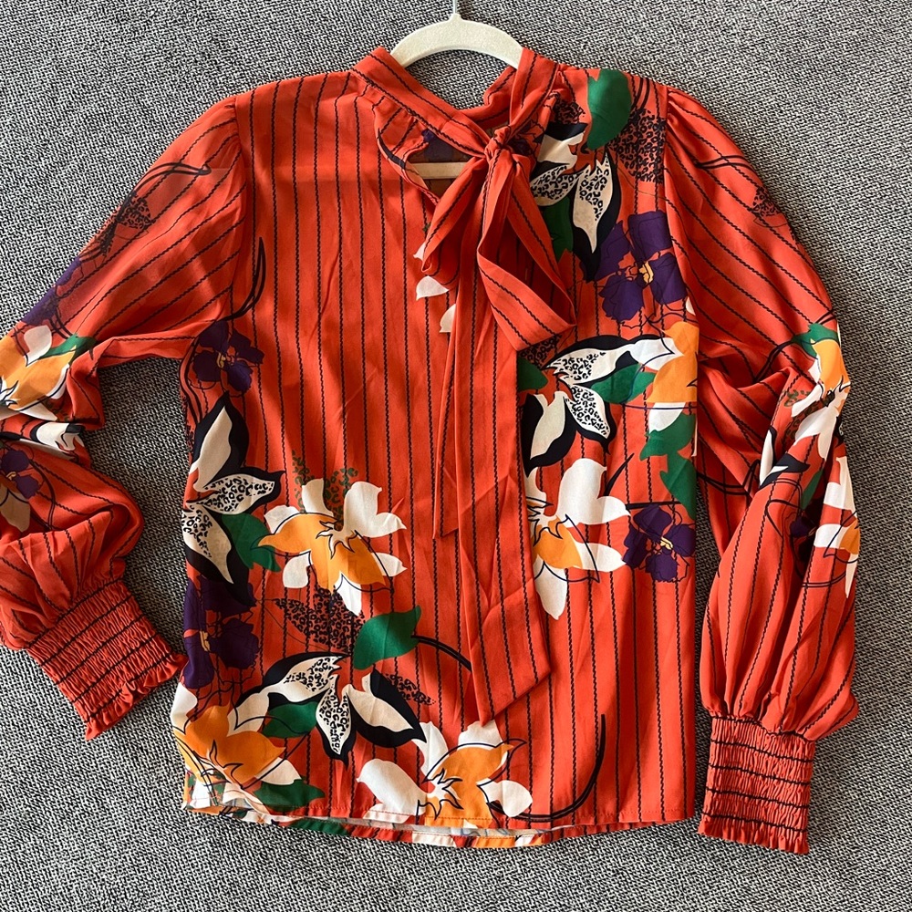 Fashion Nova Orange Floral Blouse